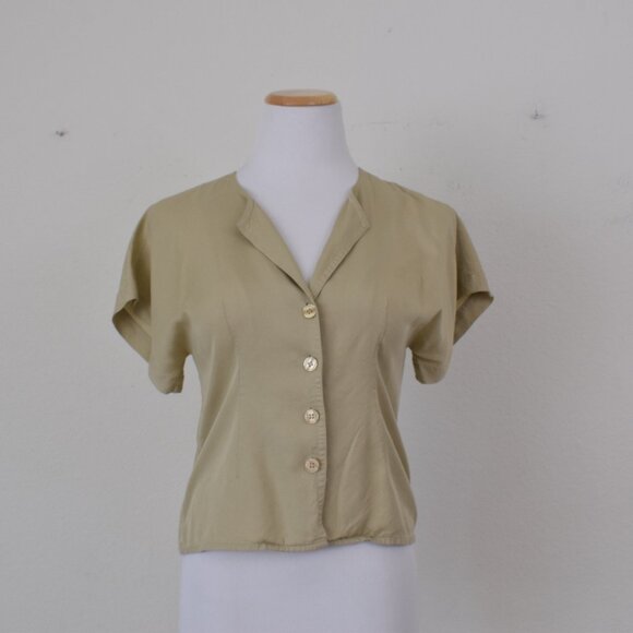 Vintage 90s Fitted Rayon Blouse by KENAR size 6 - Picture 4 of 11